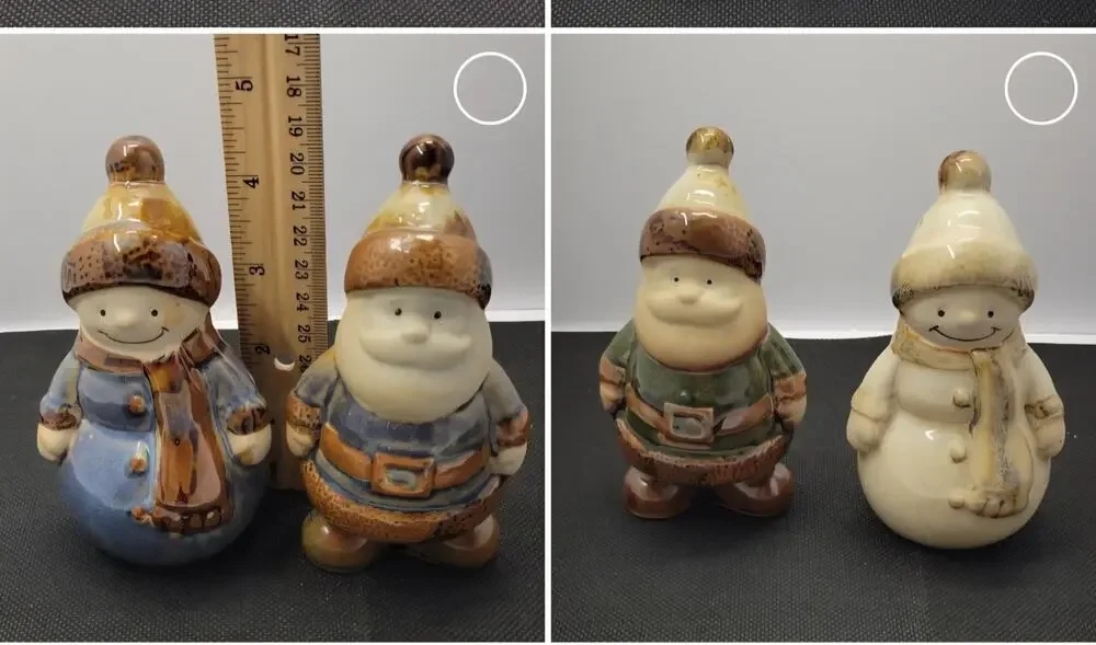 Vintage Ceramic Christmas Salt & Pepper Shakers Set Snowman Santa Holiday Decor